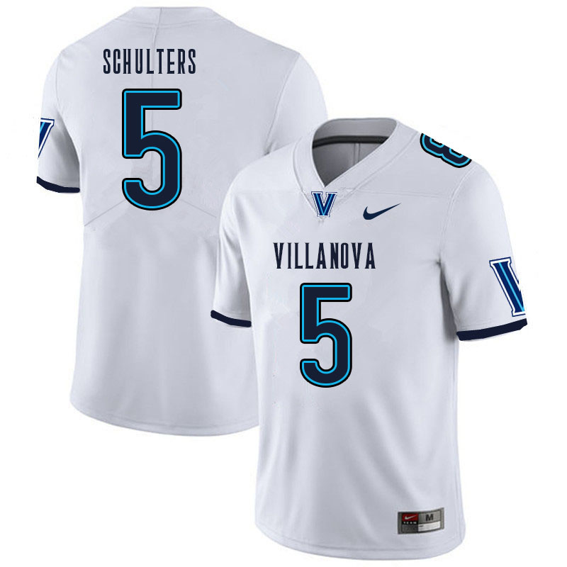 Men #5 Kshawn Schulters Villanova Wildcats College Football Jerseys Sale-White - Click Image to Close